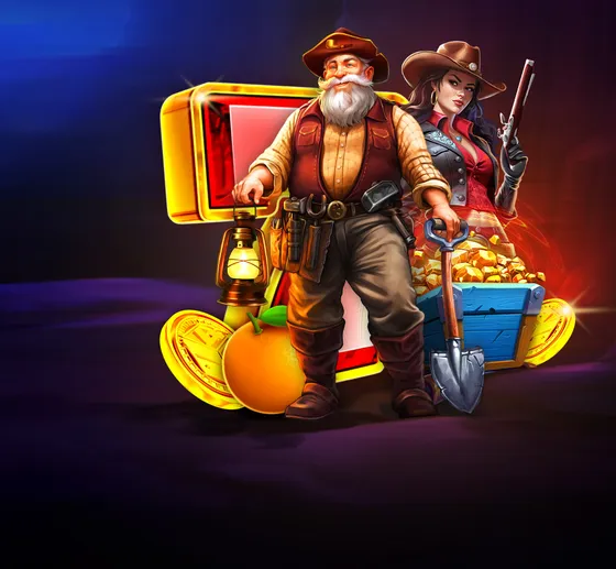 The Clubhouse Casino welcome package art with a prospector and a treasure chest of gold coins The Clubhouse Casino welcome package art with a prospector and a treasure chest of gold coins